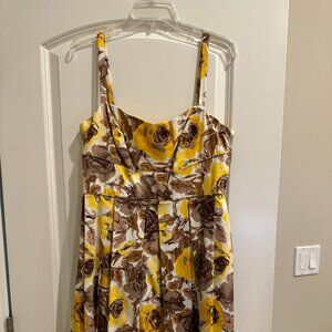 Maggy London floral dress- yellow & brown